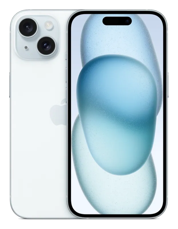 iPhone 15 Azul, traseira e frente